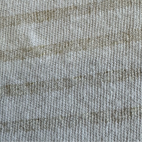 Banana Republic Cream and gold mettalic Stripe Long Sleeve Top Sz Small - Picture 7 of 7